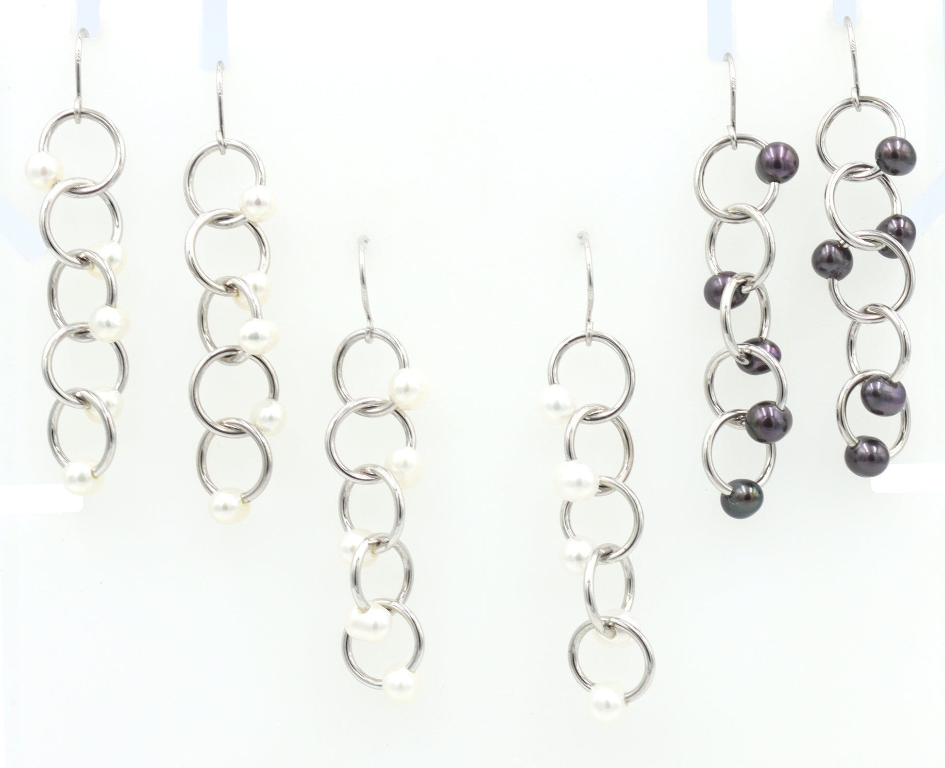 3 Pairs of 925 Sterling silver Honora pearl dangle earrings