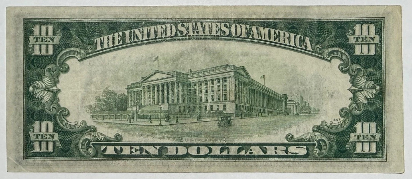 1934-A $10 Silver Certificate Alexander Hamilton U.S. Large Blue Seal Note Circulated