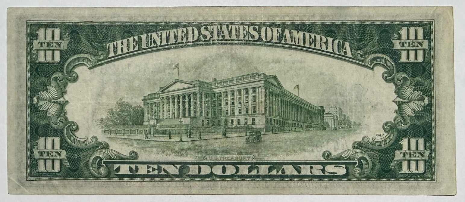 1934-A $10 Silver Certificate Alexander Hamilton U.S. Large Blue Seal Note Circulated