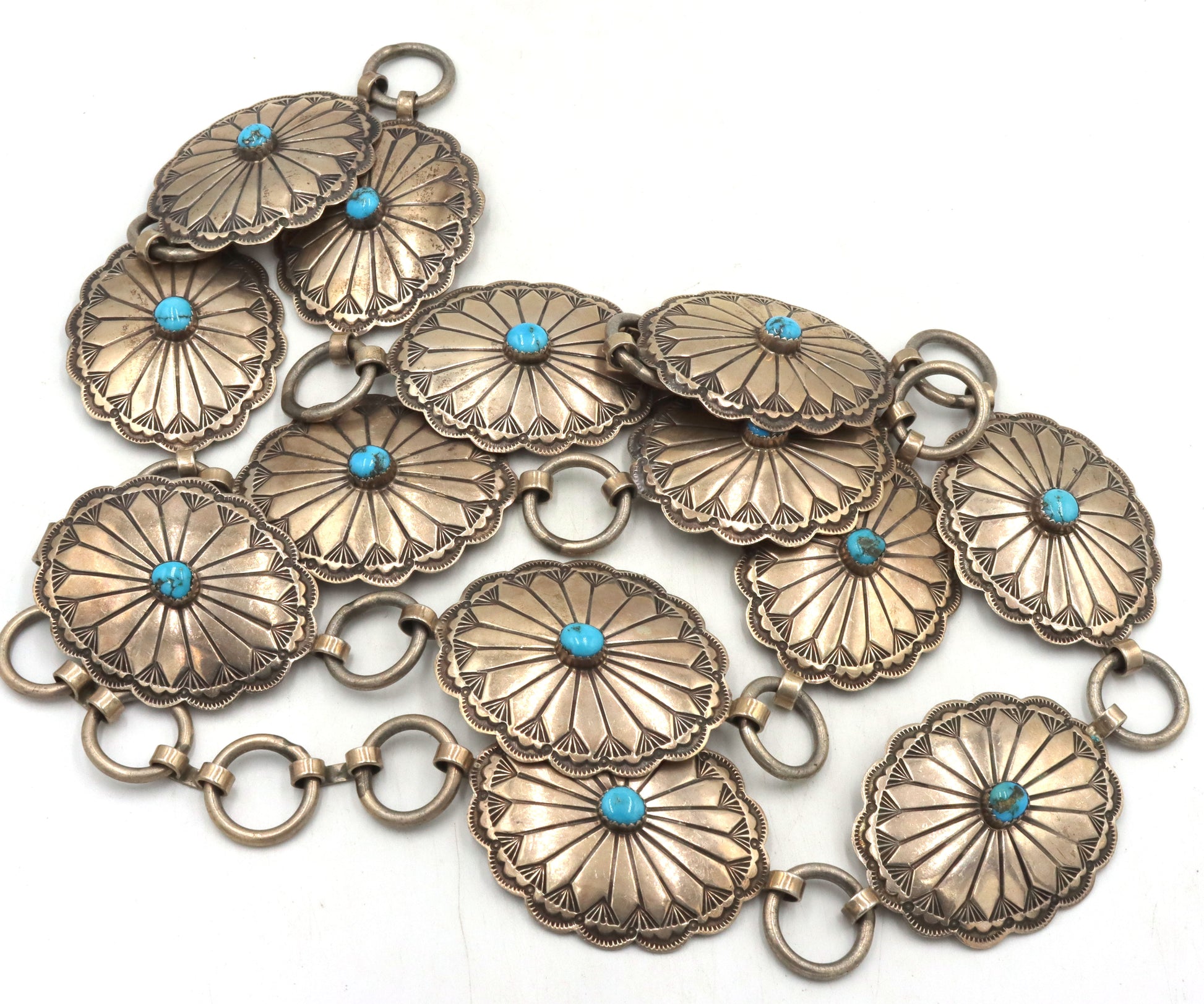 Vintage Navajo Turquoise sterling silver belt