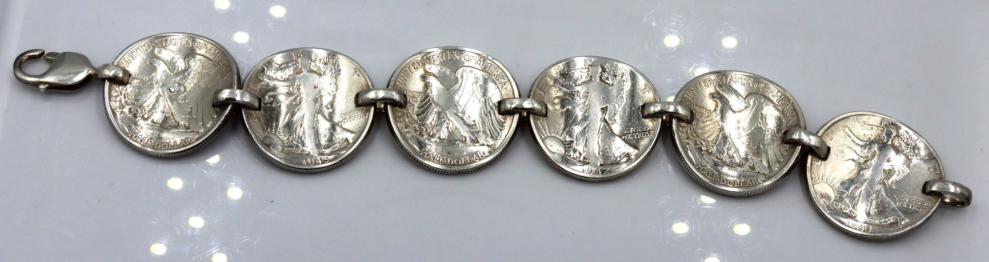 1942 Half dollar link bracelet in sterling silver
