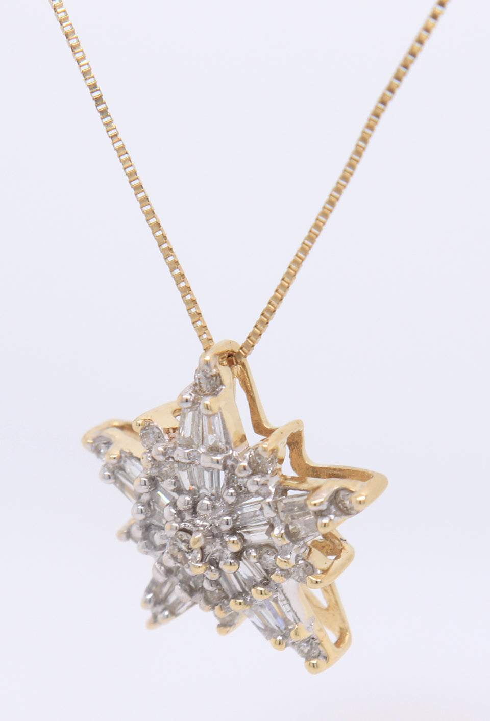 Sparkling Yellow Gold Diamond Star Pendant on Chain