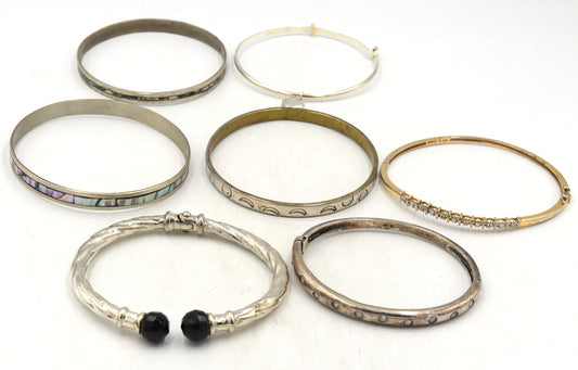 Group lot of Vintage 925 sterling silver signed bangles