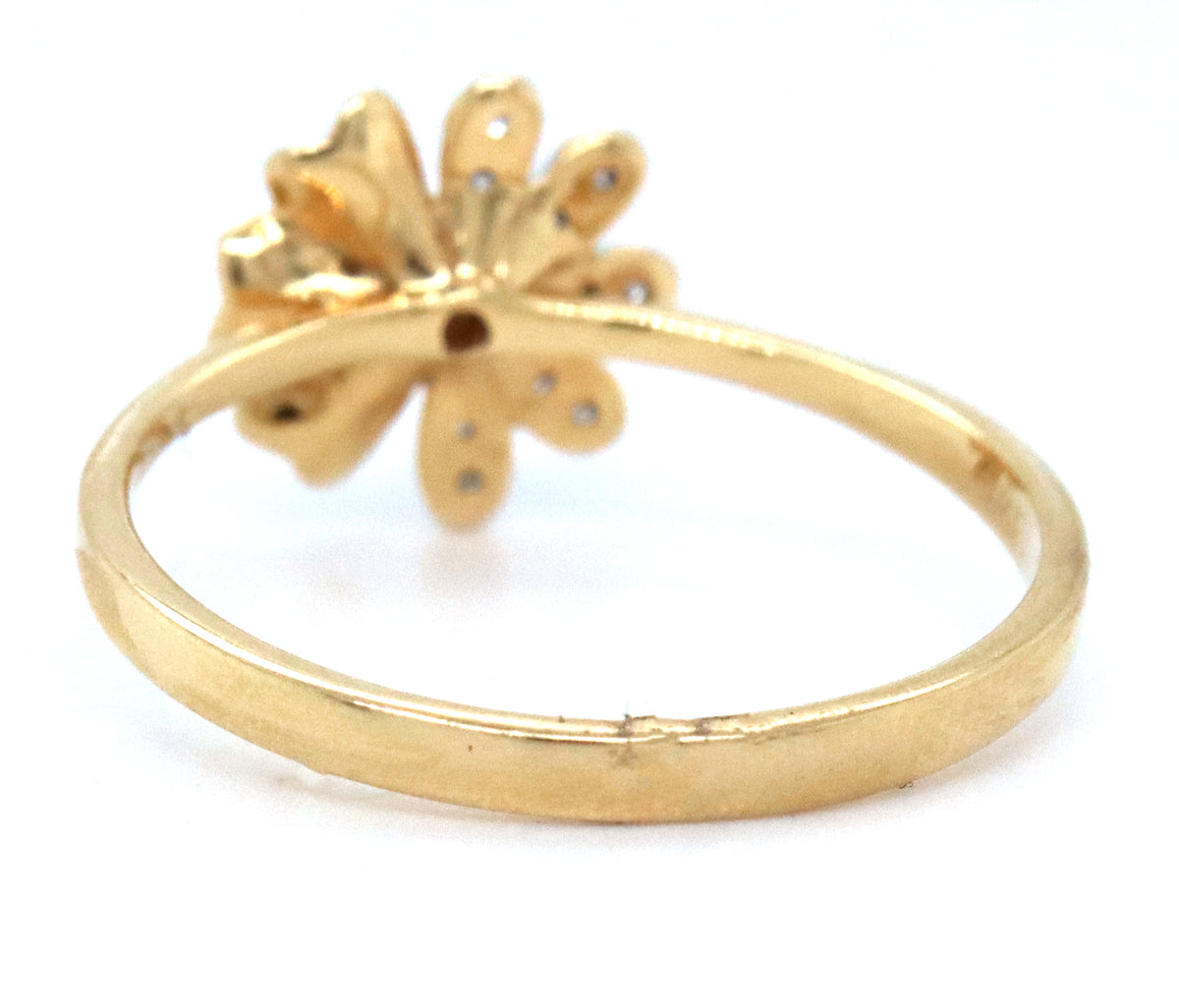 14kt Two tone diamond flower fashion ring