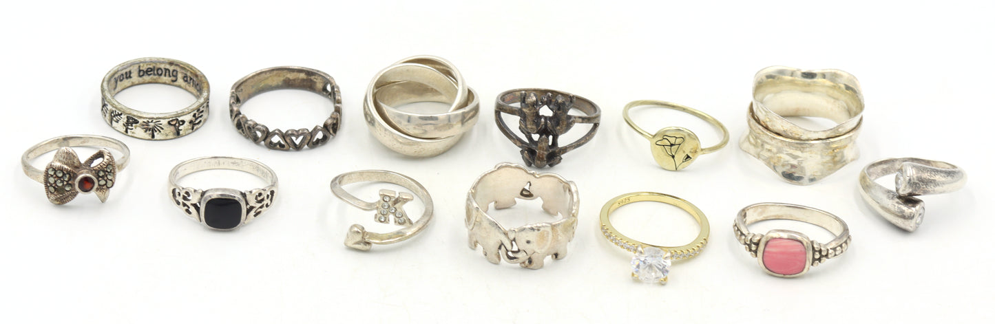 Vintage 925 sterling silver 13 rings