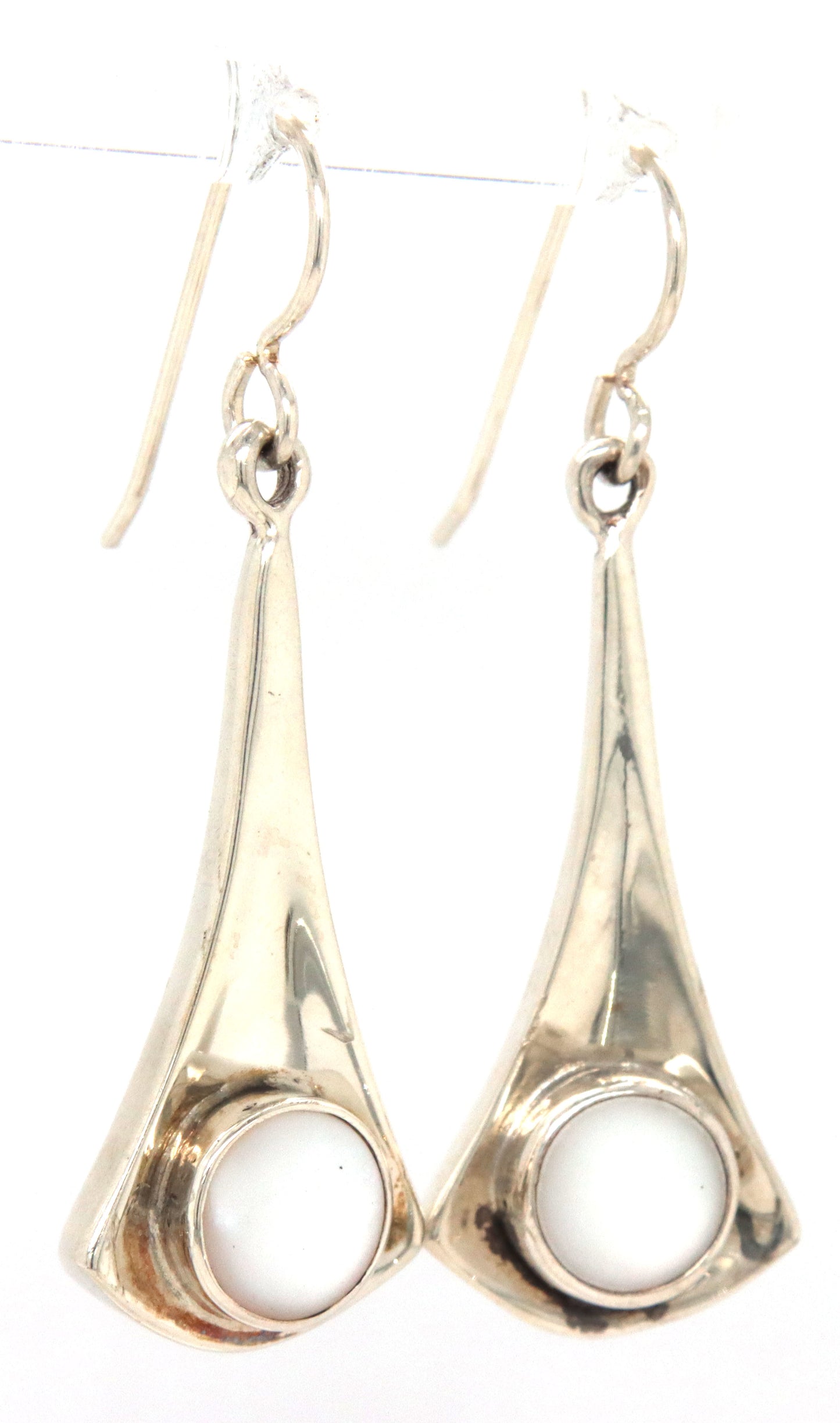 925 Sterling silver Mexico white stone dangle earrings
