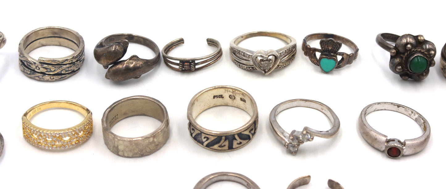 Vintage 925 sterling silver group lot of rings