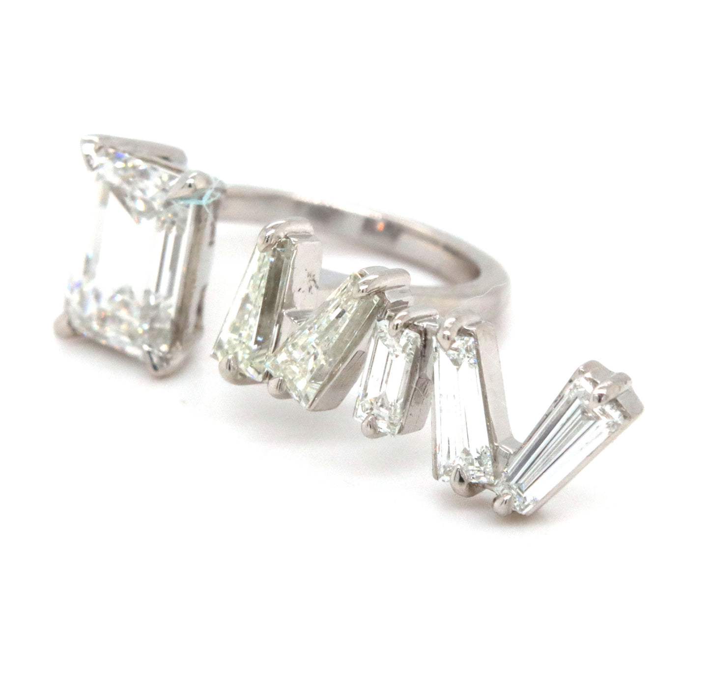 2.08ct Lab grown diamond in baguette natural diamond setting