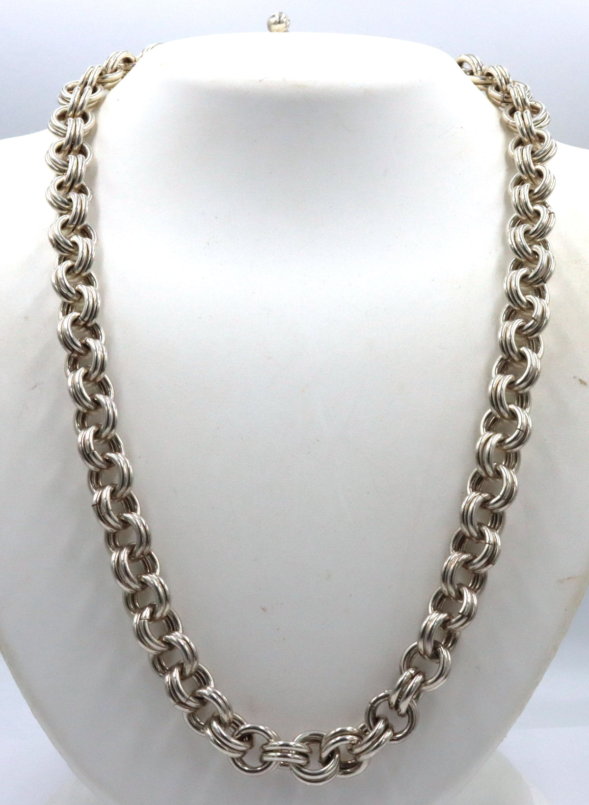 Vintage 925 sterling silver double circle link necklace