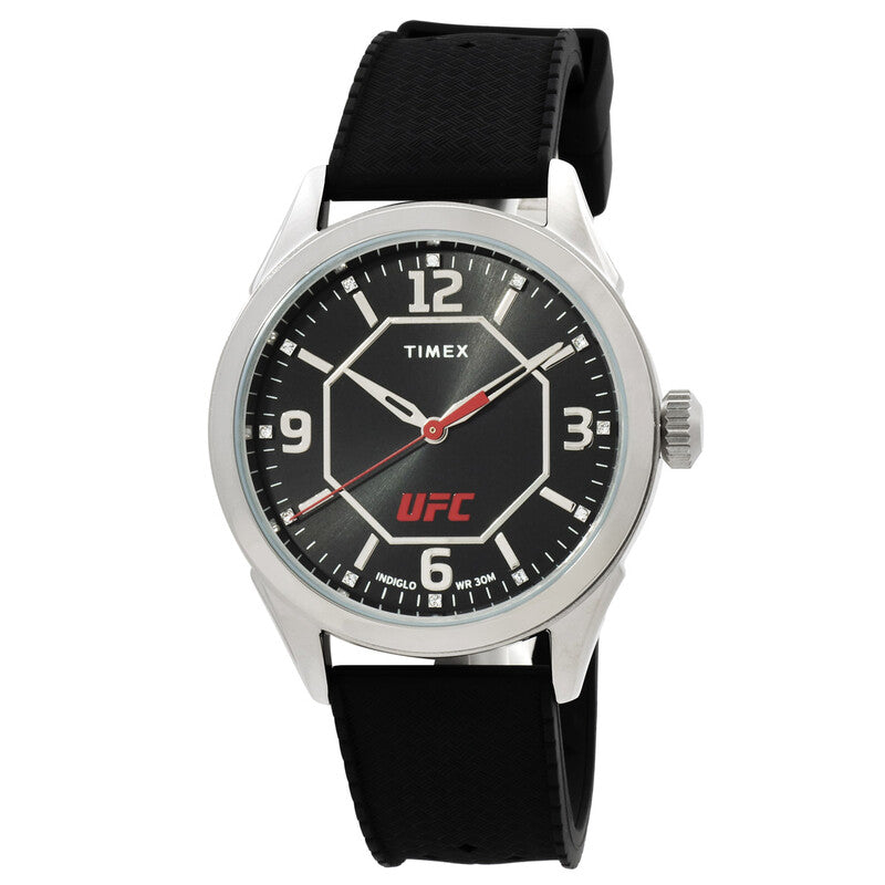Timex UFC Street Mens Black Dial Black Silicone Strap Quartz Casual Watch
