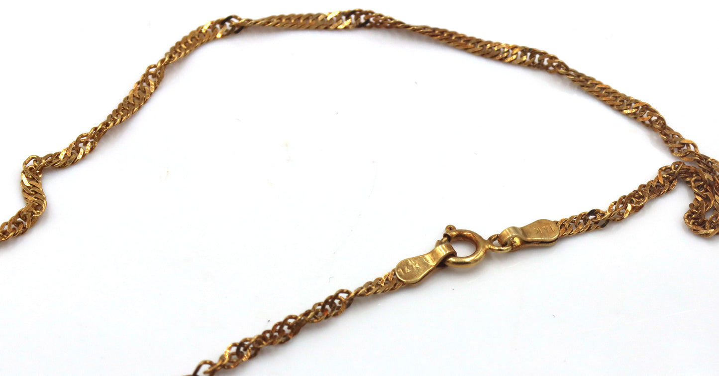 14kt Rose gold rope link anklet