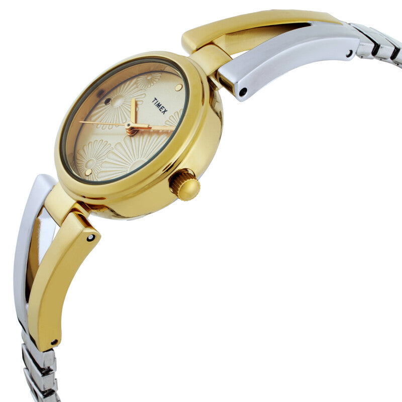Timex Main Street Womens Quartz Champagne Dial Two Tone Stainless Steel Watch
