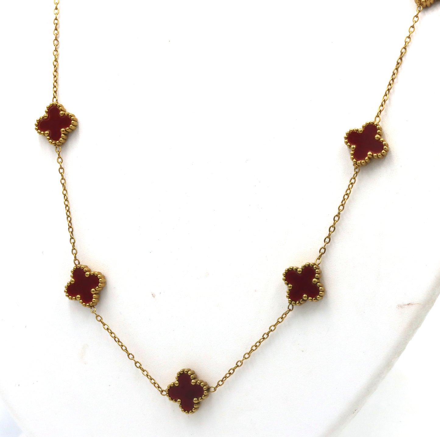 Gold plated clover station necklace
