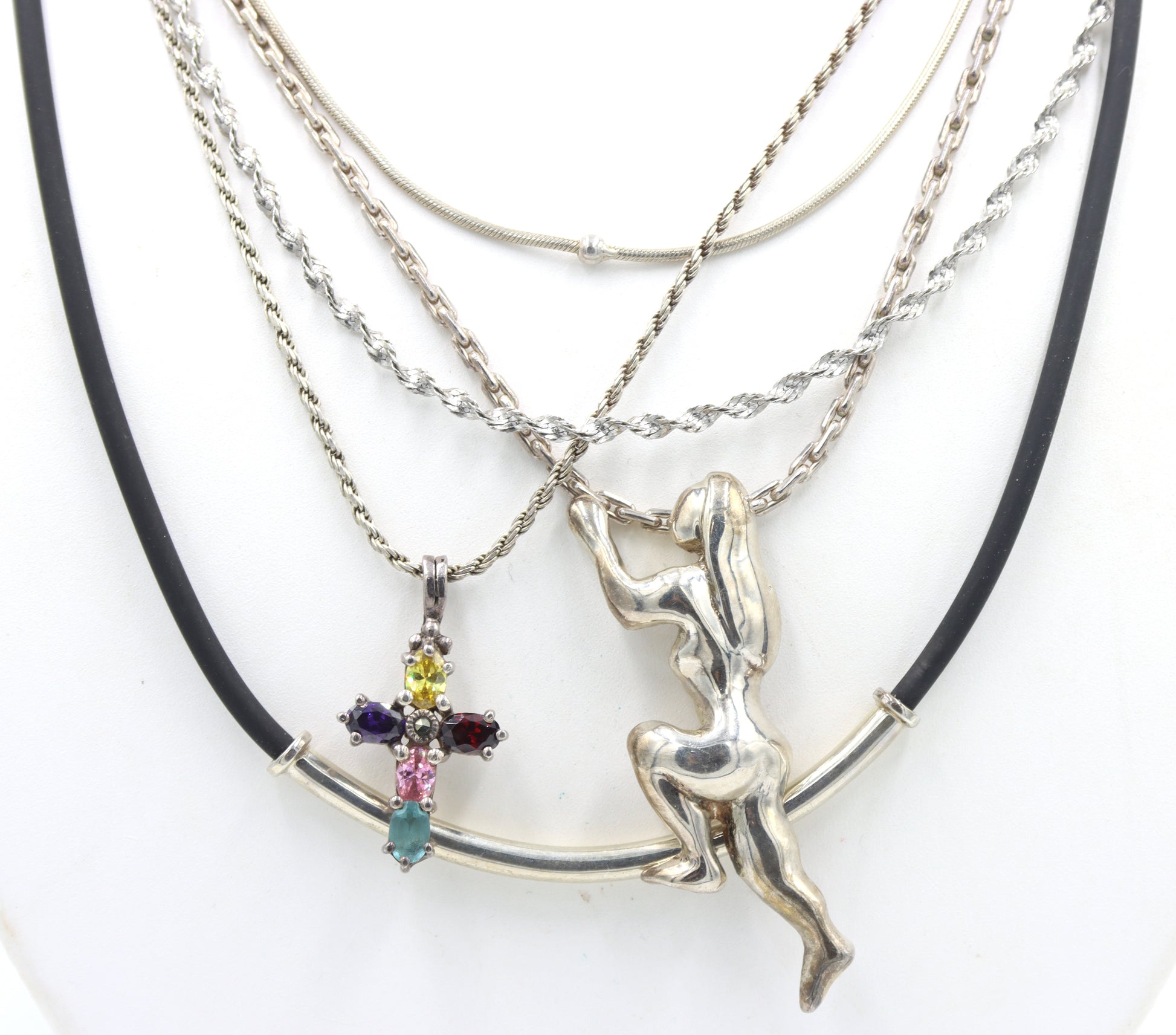 Group lot of 6 Vintage 925 sterling silver necklaces