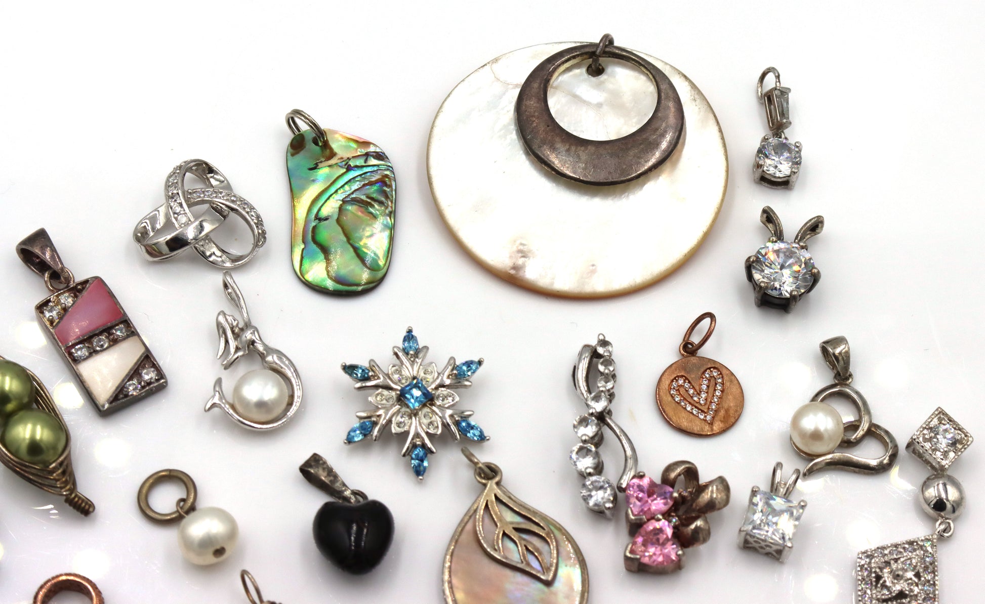 Group lot of vintage 925 sterling silver pendants
