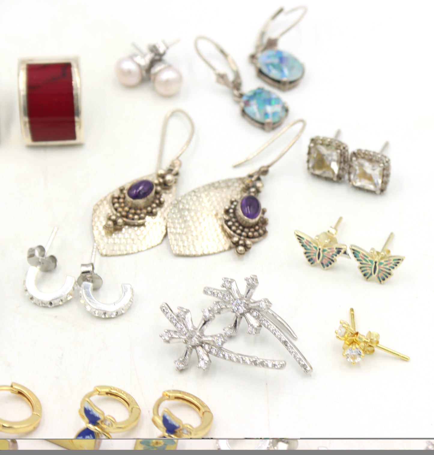 Vintage 925 sterling silver group lot of earrings