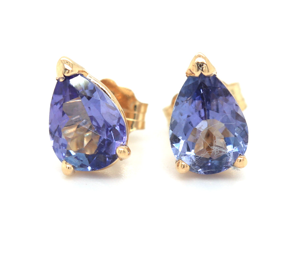 14kt Yellow gold 1.20ctw pear Tanzanite stud earrings