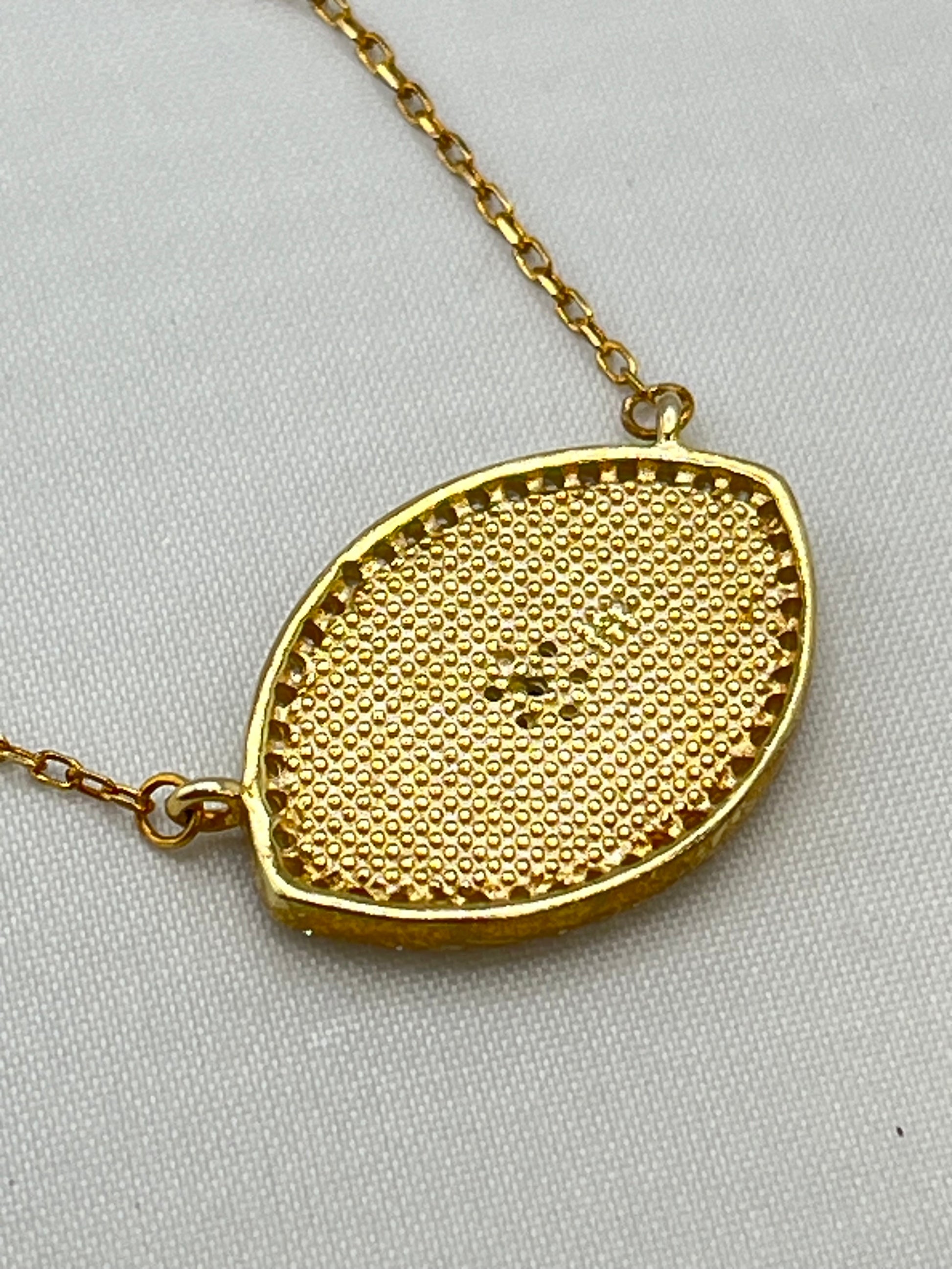 925 Gold Tone Sterling Silver Evil Eye White Enamel Blue Eye Center Pendant With Chain Necklace