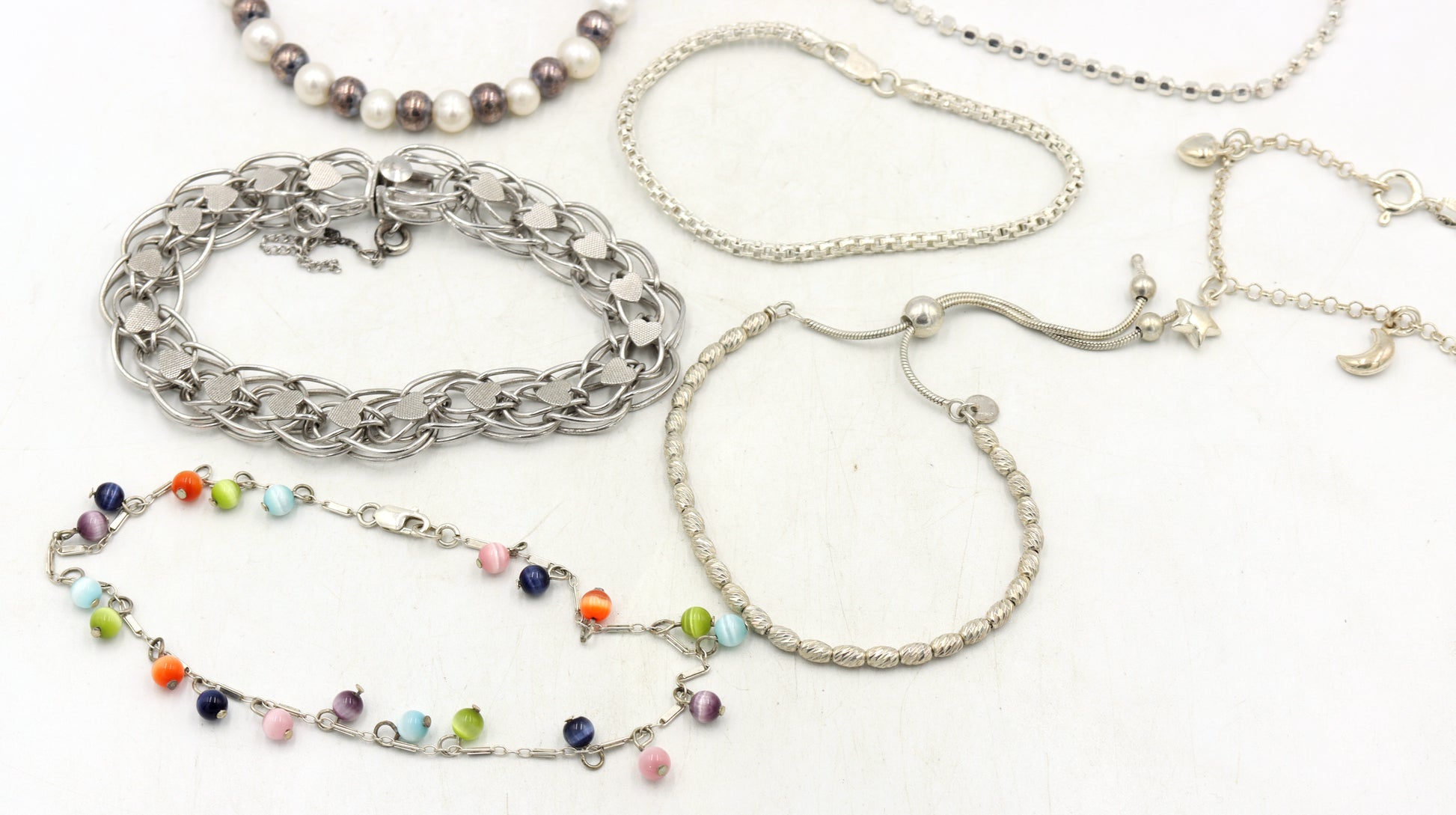 Group lot of 10 vintage 925 sterling silver bracelets