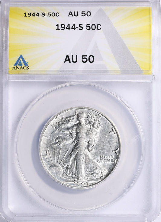 1944-S Walking Liberty Half Dollar 50C ANACS AU50 Certified Silver Half Dollar