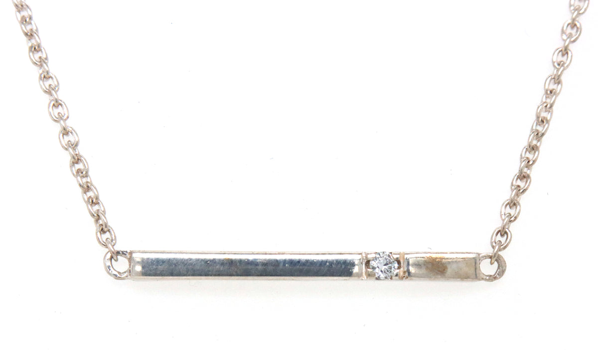 925 Sterling silver bar pendant on chain