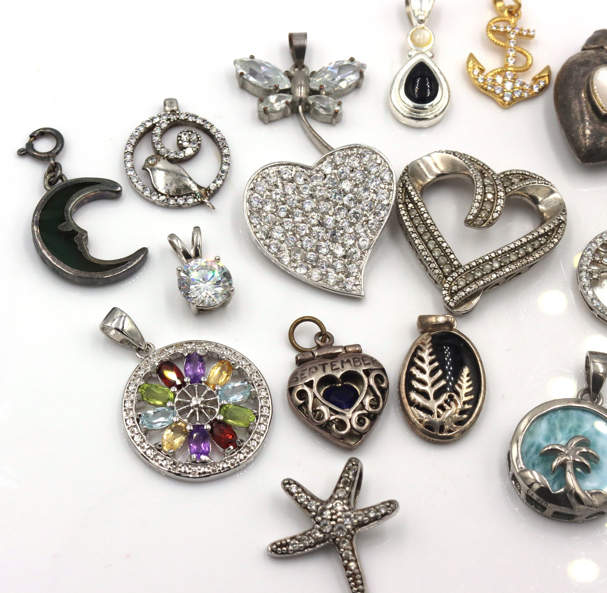 Vintage 925 sterling silver group lot of pendants