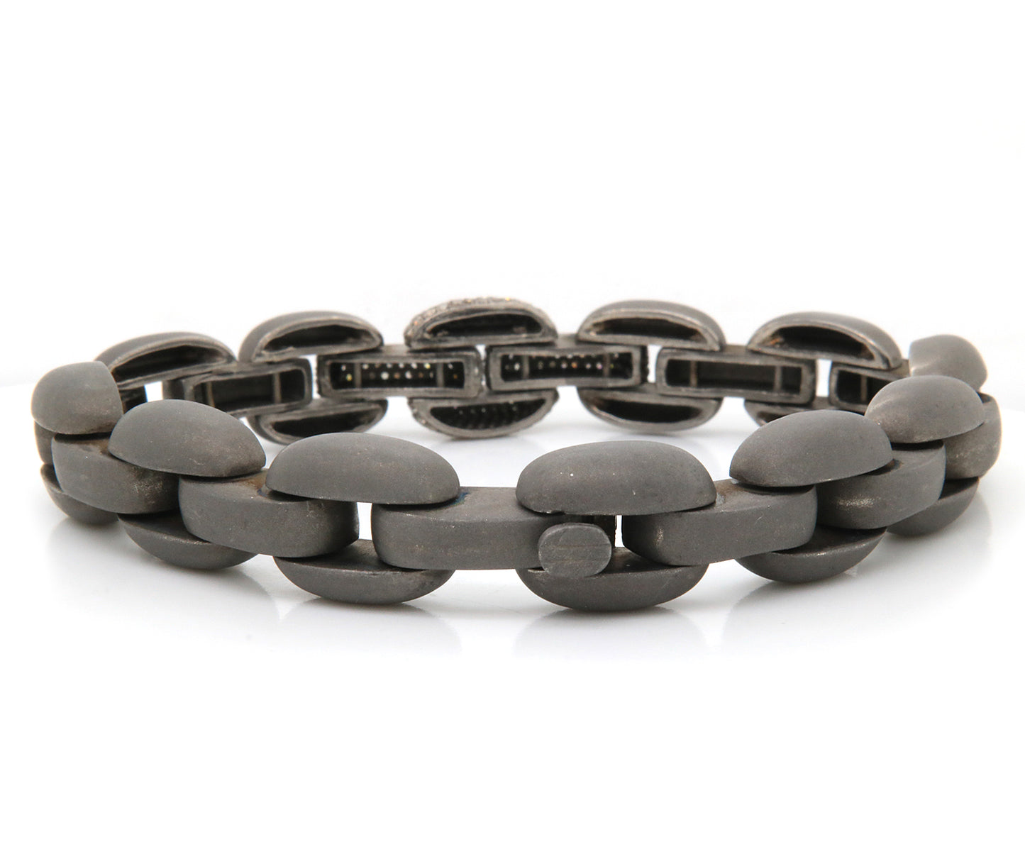 Edgy Sterling Silver Diamond Link Bracelet