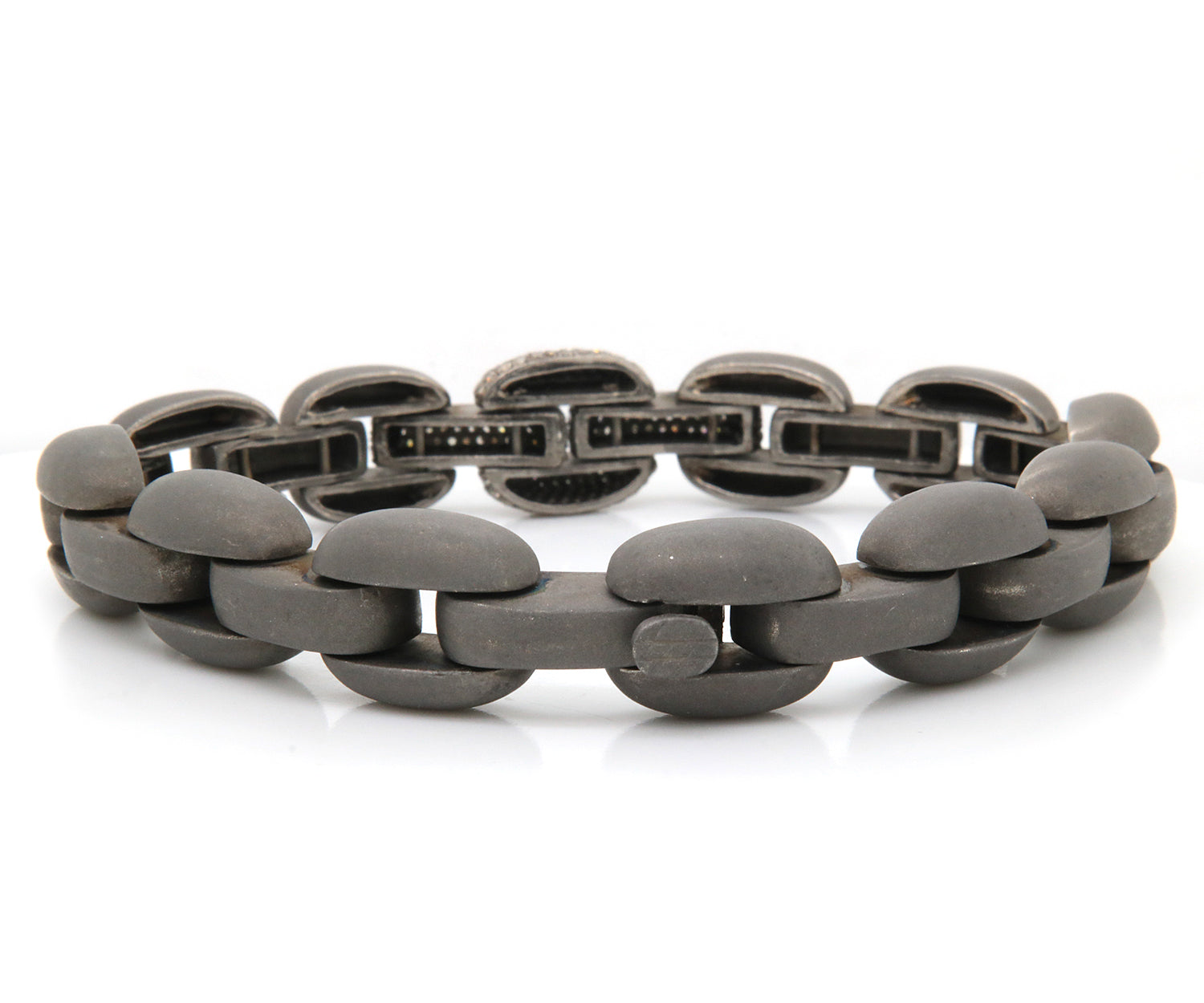 Edgy Sterling Silver Diamond Link Bracelet