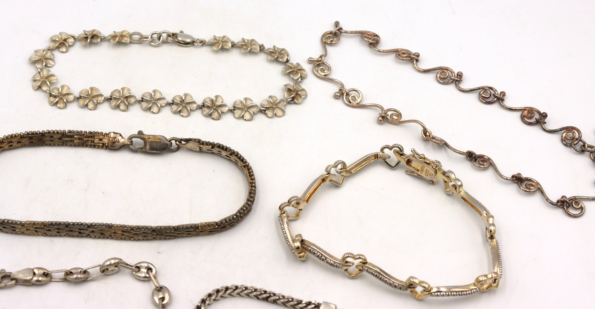 Vintage 925 sterling silver group lot of 8 bracelets