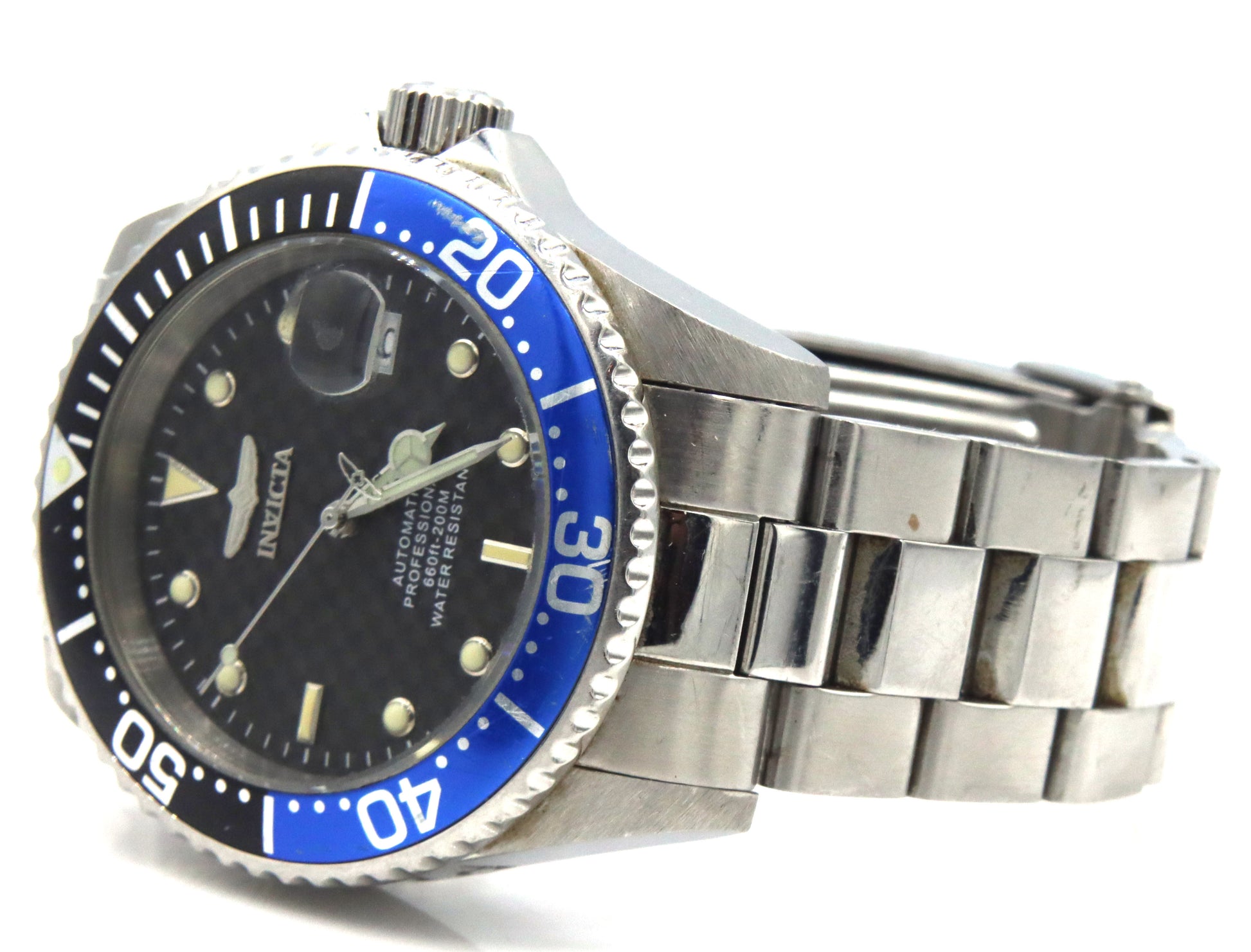 Invicta automatic blue bezel watch