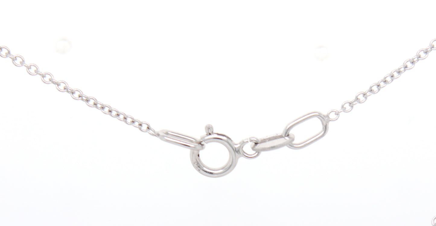 18kt White gold diamond heart clover charm pendant on chain