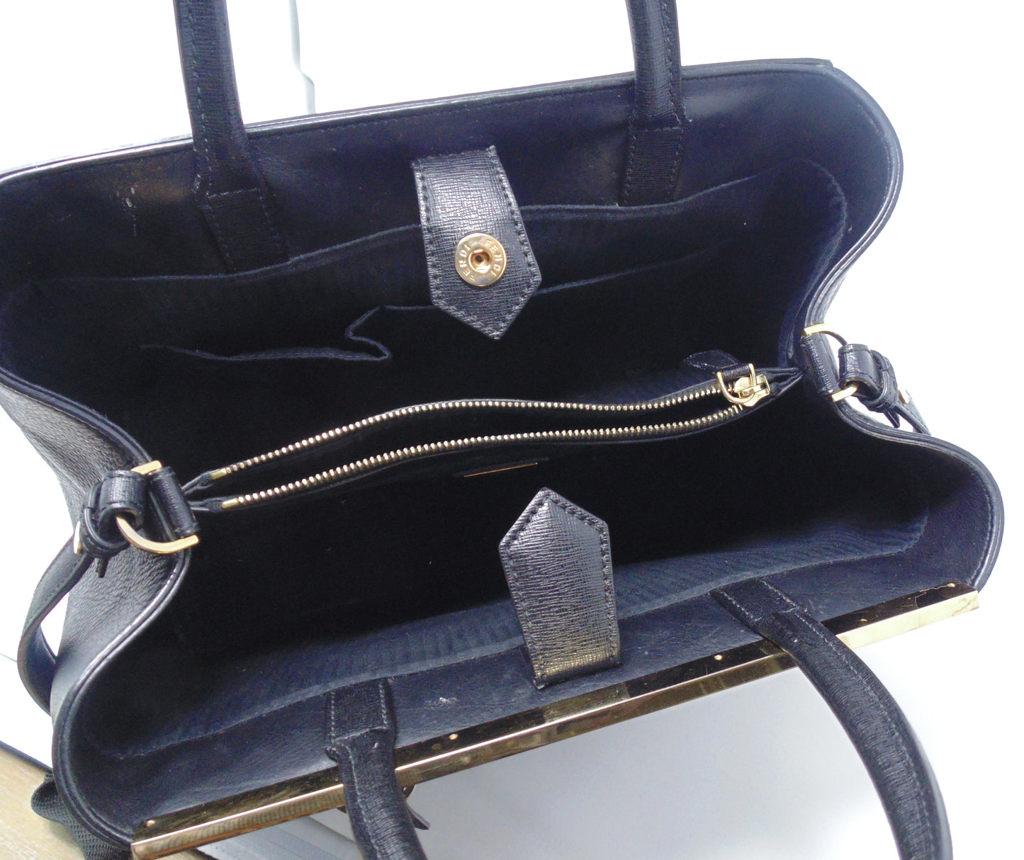 Fendi Tote Black Patent Leather Satchel