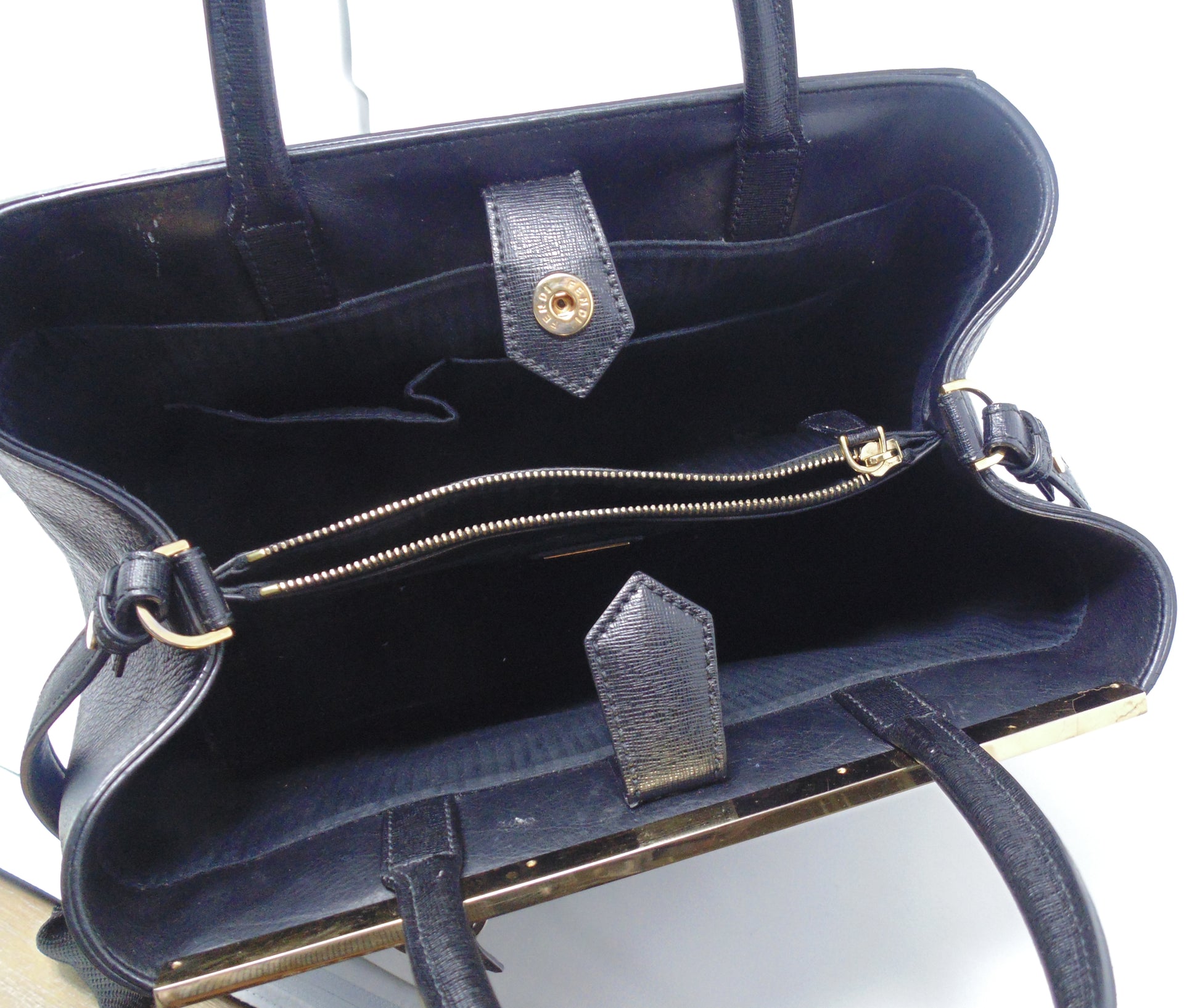 Fendi Tote Black Patent Leather Satchel
