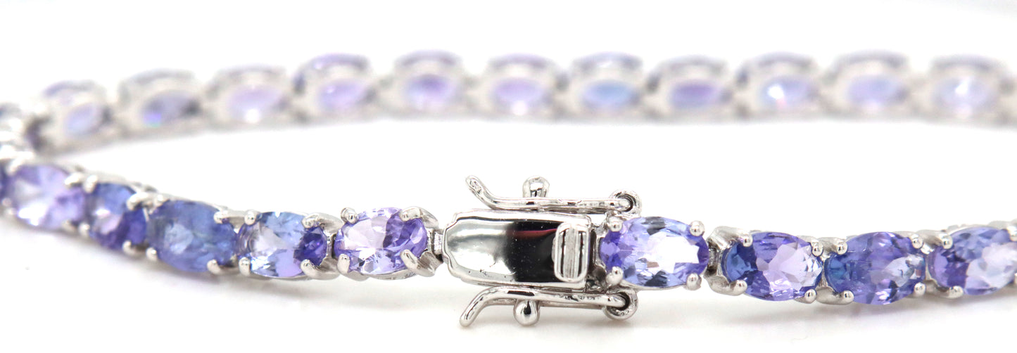 925 sterling silver oval cut tanzanite tennis bracelet