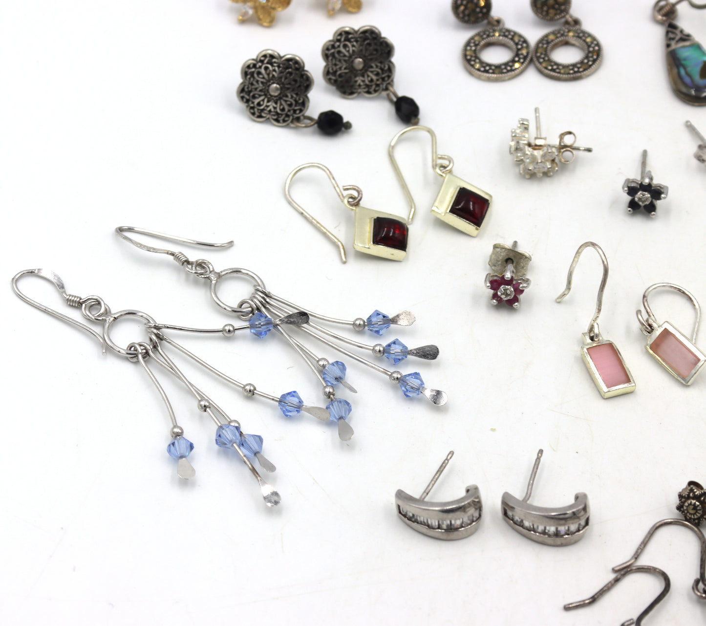Vintage 925 sterling silver group lot of earrings