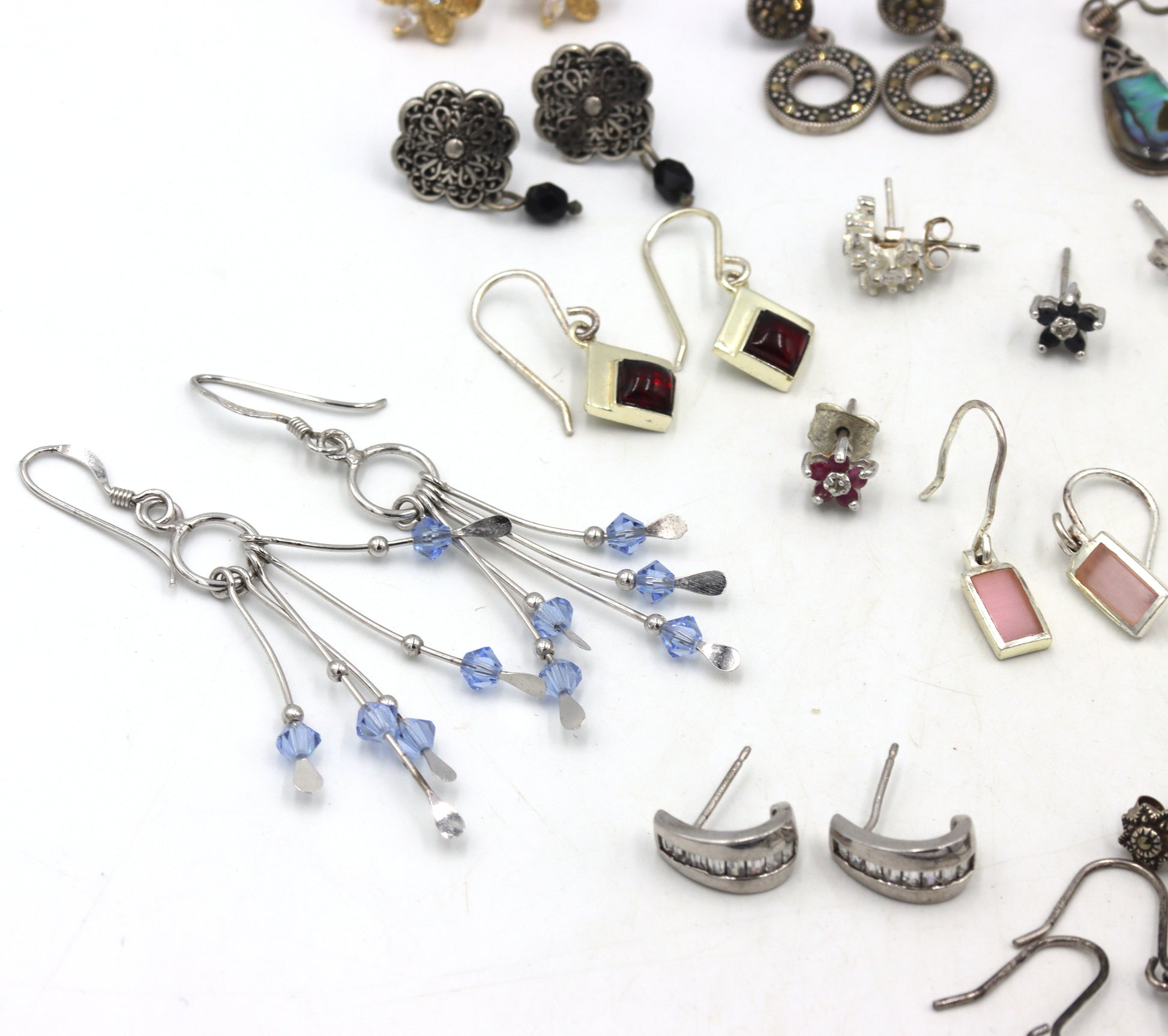 Vintage 925 sterling silver group lot of earrings