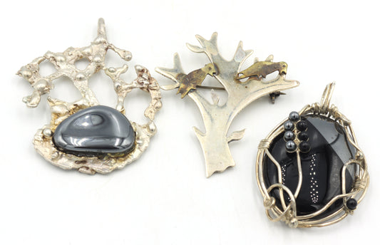 Group lot of 3 Vintage 925 sterling silver signed jewelry