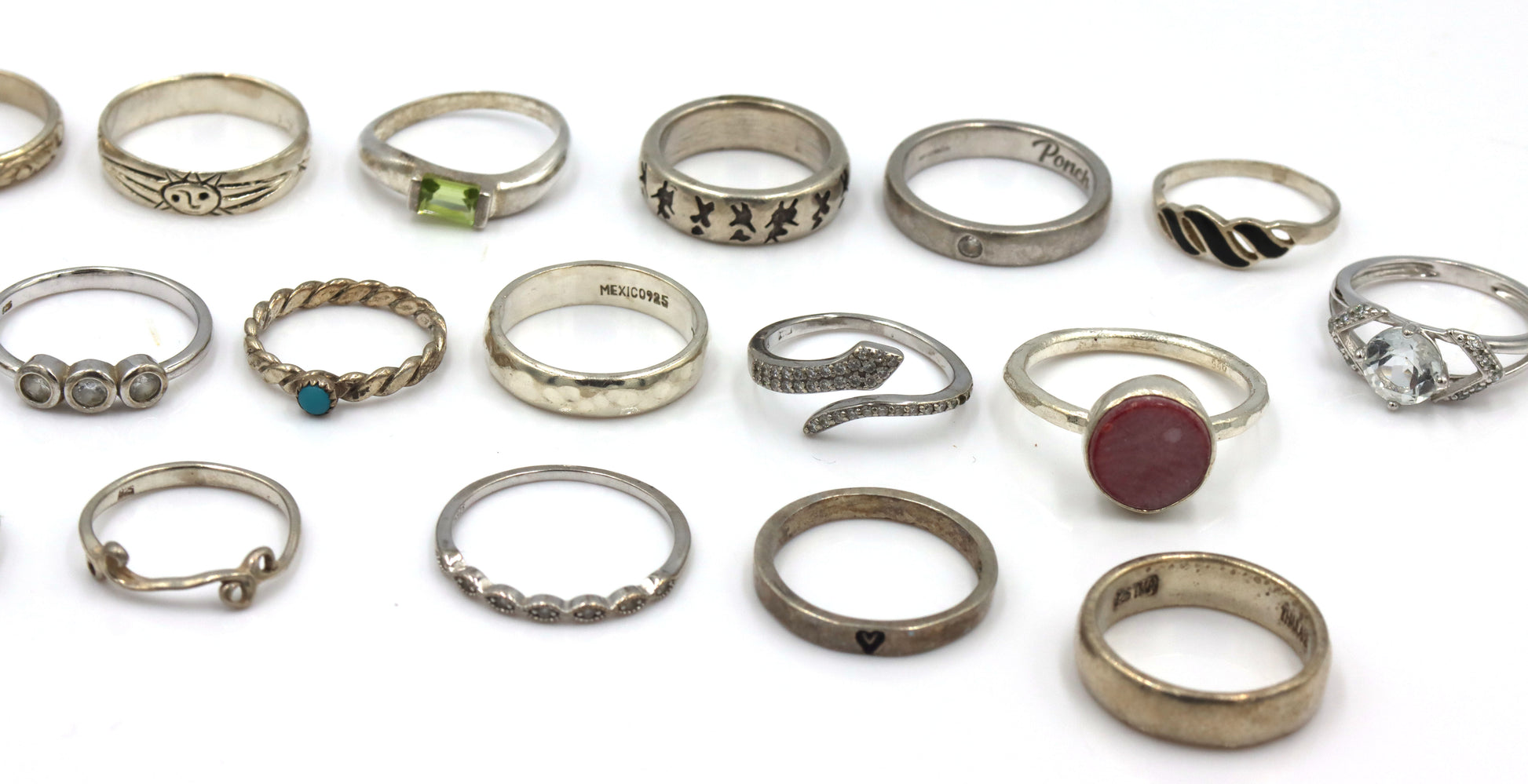 Group lot of Vintage 925 sterling silver rings