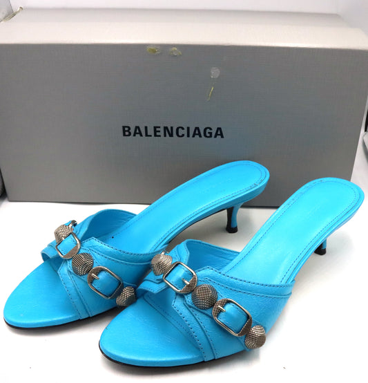Balenciaga leather studded accents slides
