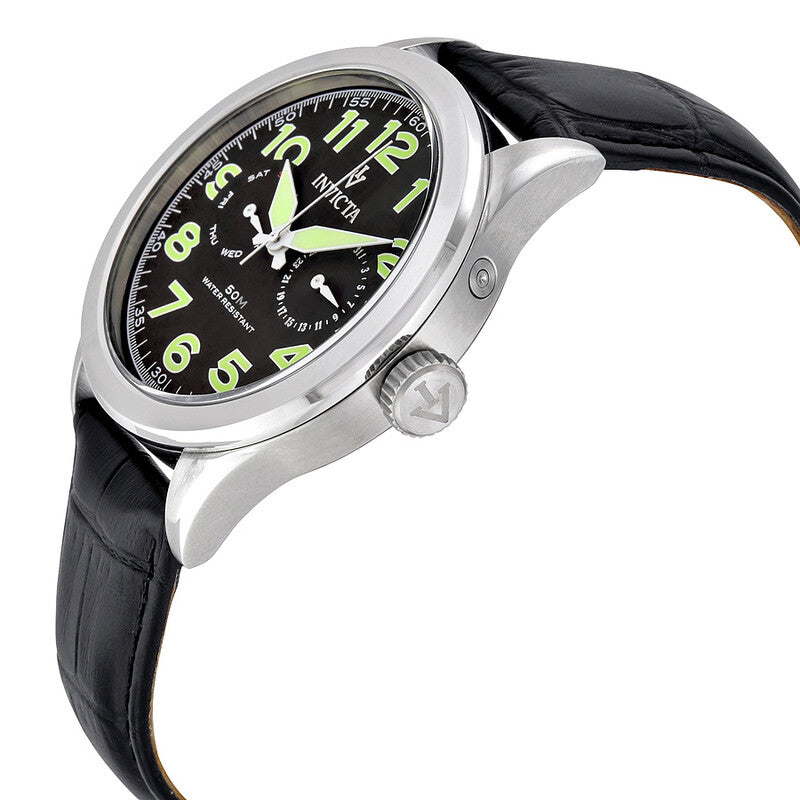 Invicta Vintage Black Dial Leather Strap Men's Watch