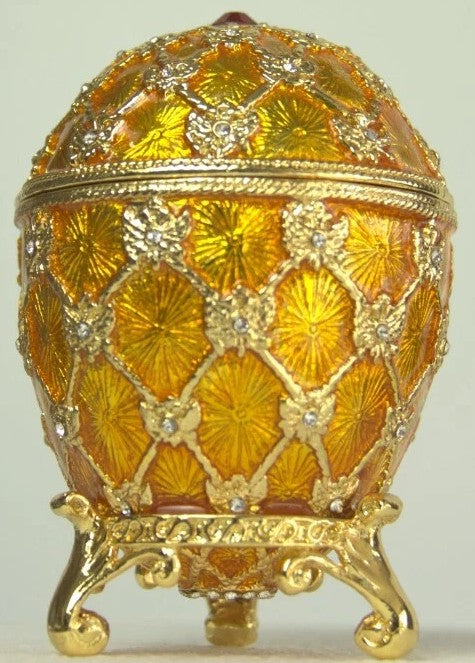 Golden Coronation Russian Easter Egg Replica Set with Carriage – Large 3.5" Decorative Collectible