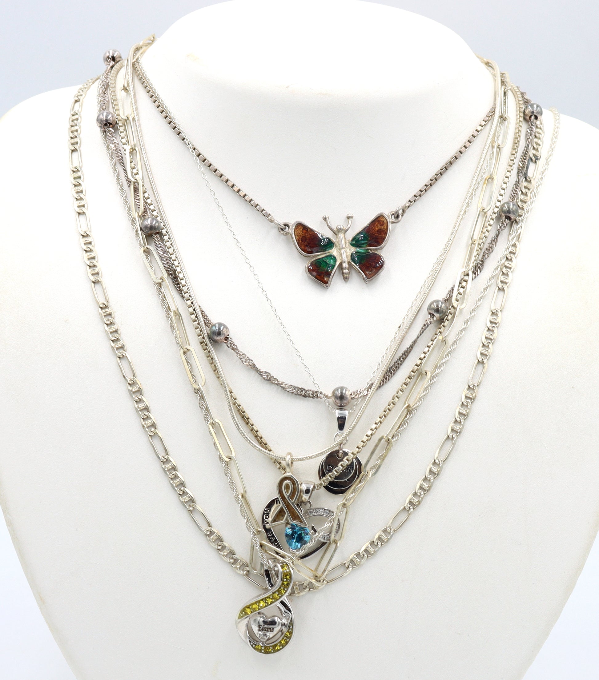Group lot of 8 Vintage 925 sterling silver necklaces