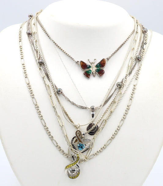 Group lot of 8 Vintage 925 sterling silver necklaces