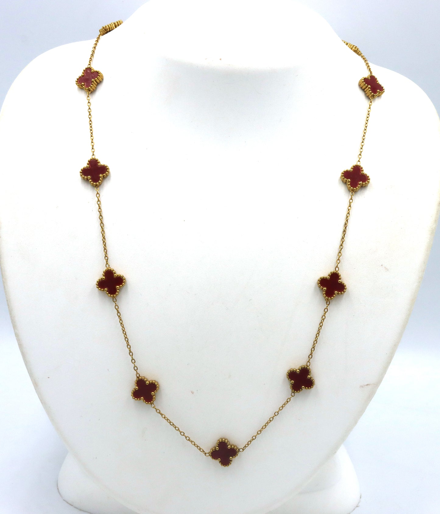 Gold plated clover station necklace