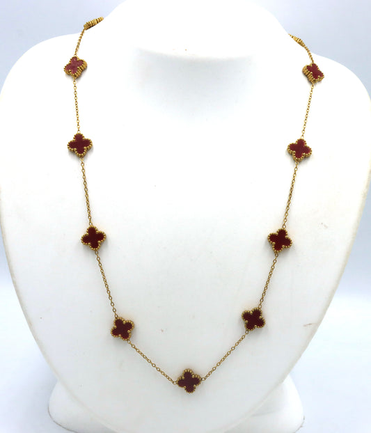 Gold plated clover station necklace