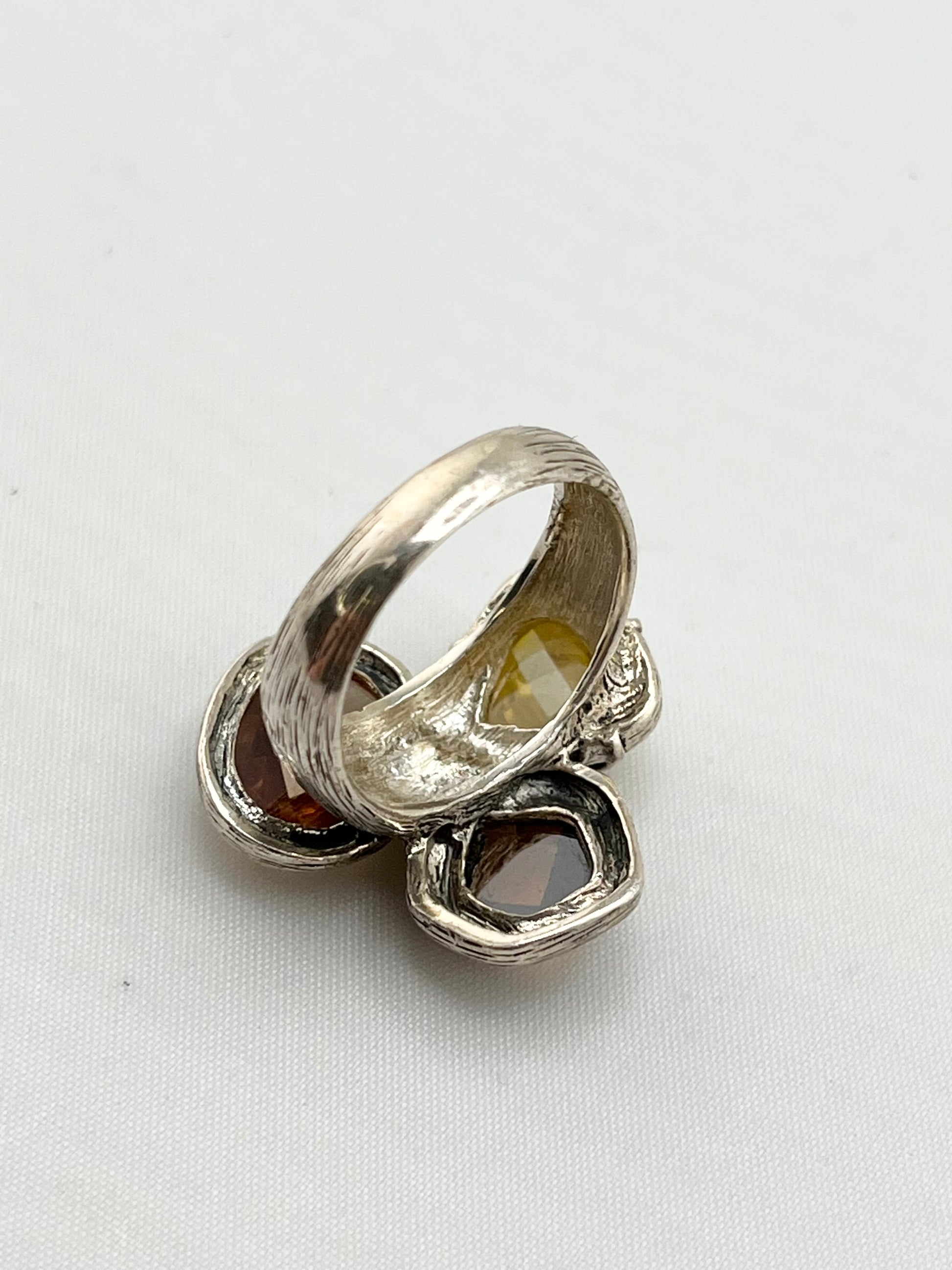 925 Sterling Silver Silpada Harmony Facetyed CZ Glass Ring