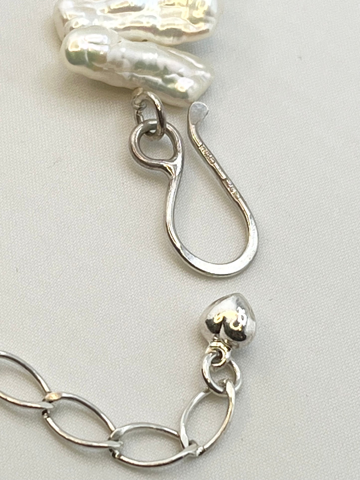 925 Sterling Silver Jay king Biwa Pearl And Turquoise Necklace