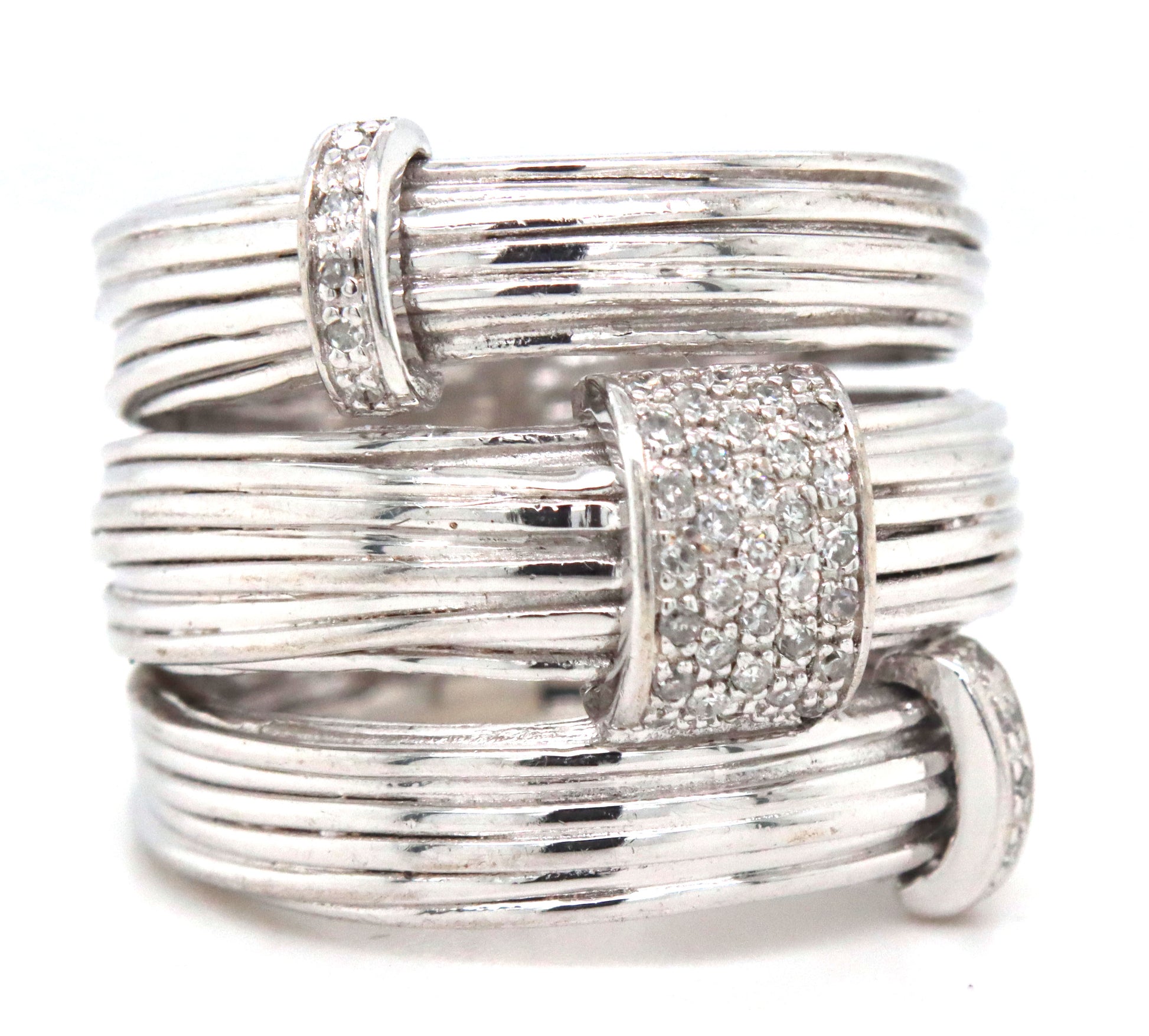 925 Sterling silver multi band wide band