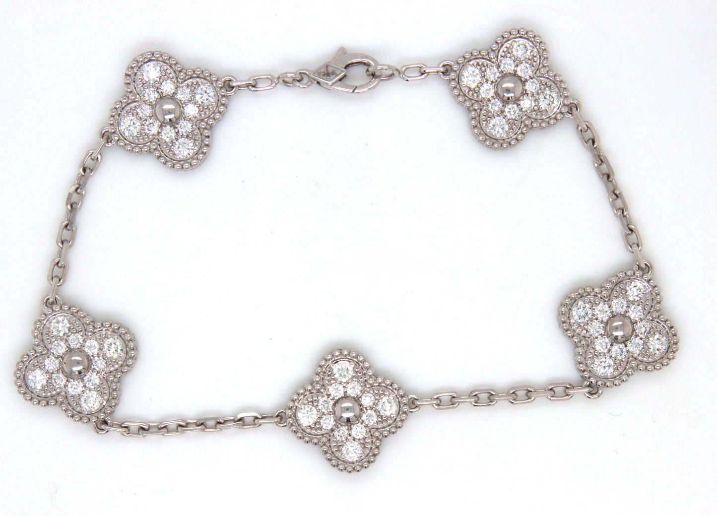 18KT White Gold Five Motifs Diamond Bracelet