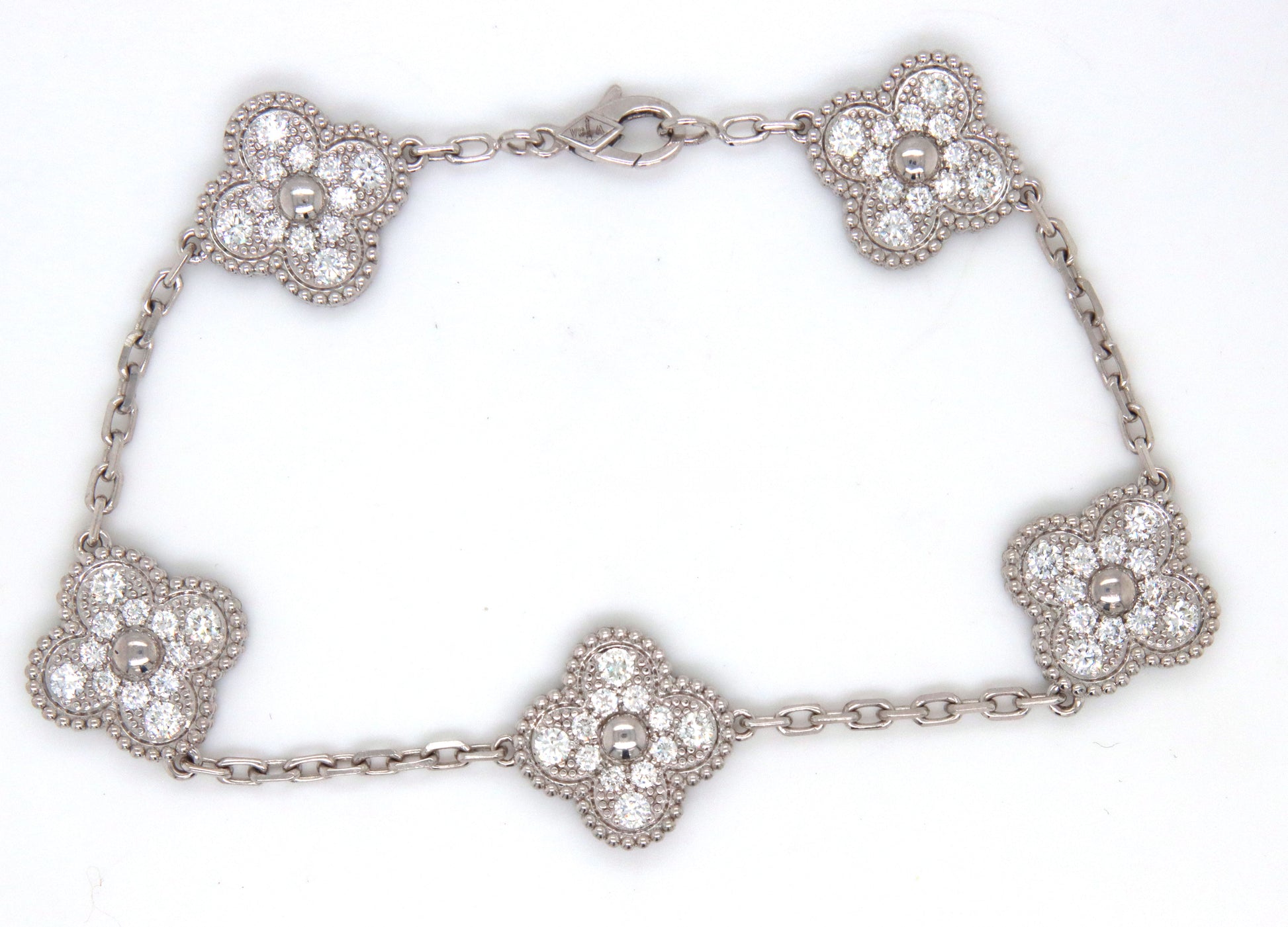 18KT White Gold Five Motifs Diamond Bracelet